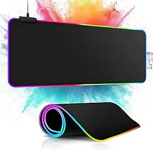 M MU Gaming Musmatta, RGB Game Musmatta XXL Musmatta för Gamers PC Extra stor 800 * 300mm, Gaming Non-Slip Mousepad för Dator och Laptop