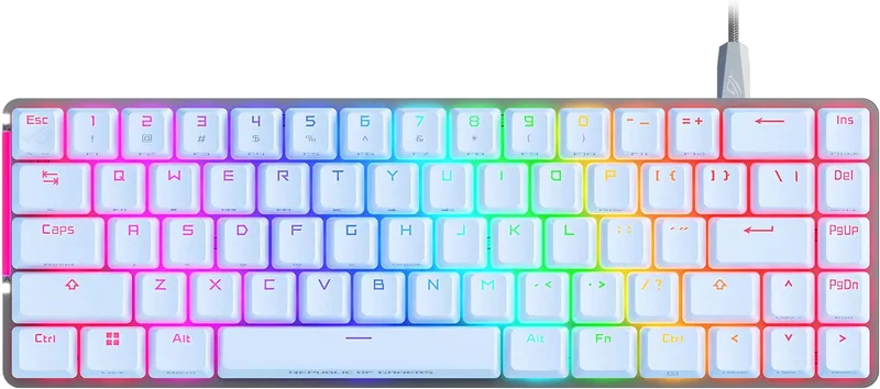 ASUS ROG Falchion Ace Mechanical Gaming Keyboard, 65% RGB, Lubricated ROG NX Red Switch and Stabilizers, Sound Absorbing Foam, PBT Keys, Wired with KVM, Three Angles, Case