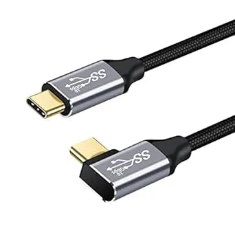YIWENTEC USB C Till USB C Hane Vinkel 2M Kabel, 3.1 Gen 2 10 Gbps Dataöverföring 100W, 4K 60Hz Displaykabel