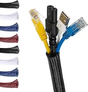 MarketConnect® Självstängande kabelstrumpa Ø 9mm, L 4m • Samlar och döljer kablar • Perfekt för skrivbordet och TV • SVART