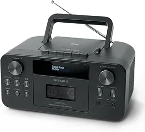 MUSE Bärbar DAB-radio med Bluetooth CD-spelare, kassettspelare, FM, hörlursingång, AUX-In, LCD-skärm, musikstreaming, svart (M-182DB)