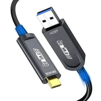 Glasfiber, USB A till USB C-kabel, 10 m, 10 Gbps
