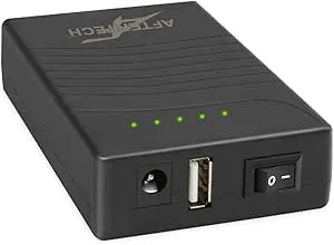 AFTERTECH Mini UPS Power Bank Li-ion-batteri 12 V 3 000 mAh 36 wh + USB D4E2-utgång