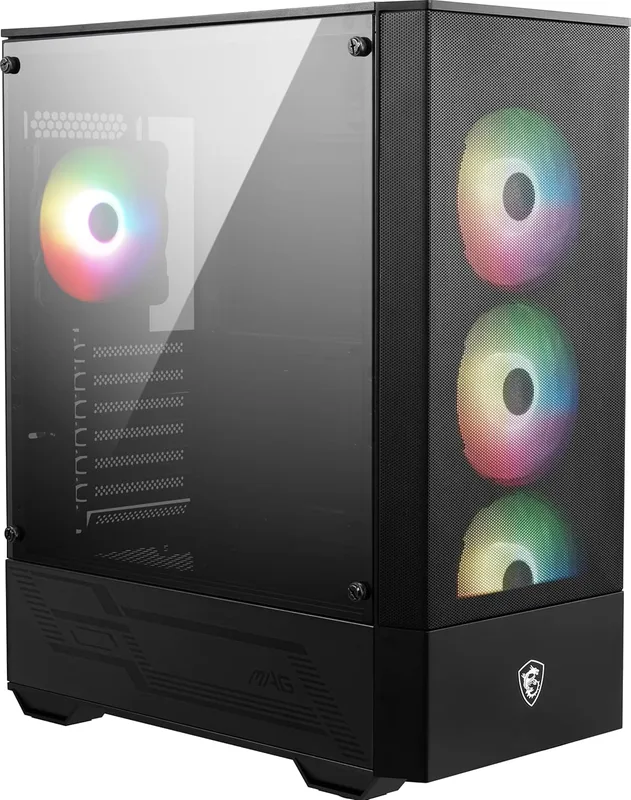 MSI Mid Tower PC-gamingchassi – sidopanel i härdat glas – 4 x 120 mm aRGB-fläktar – vätskekylningsfäste upp till 240 mm radiator x 1 – MAG Forge 112R
