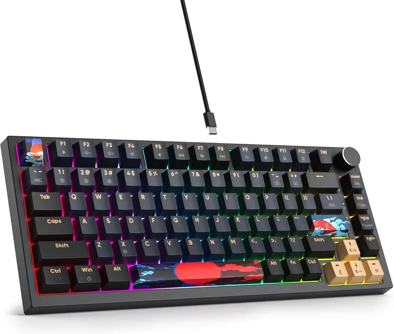 YINDIAO ATTACK SHARK X820 Ultra Gasket Mekaniskt Tangentbord med TFT-skärm och Vred