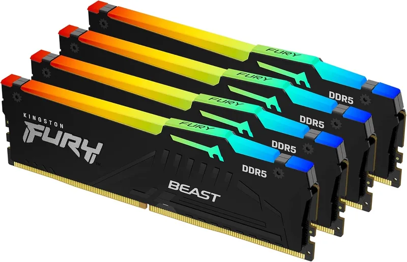 Kingston FURY Beast Svart RGB XMP 64 GB 6000MT/s DDR5 CL40 DIMM Fast Computer Gaming-minne 4-kit