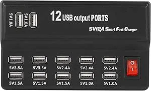 12 Portar Usb Laddstation 12 Portar Laddstation Abs 12 Portar Usb Hubb 5V 12A Strömadapter Laddstation Adapter Laddare Hem Resa Oss Typ