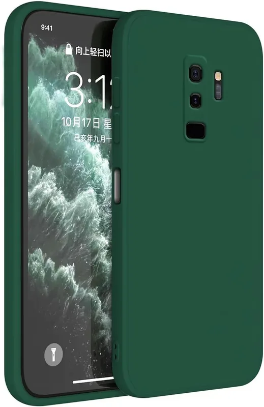 Topme fodral design för Samsung Galaxy S9 Plus (6,2 tum) fodral, TPU silikonfodral hudskydd – mörkgrön