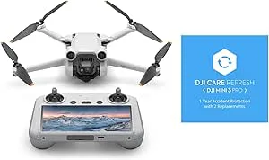 DJI Mini 3 Pro (DJI RC) & DJI Care Refresh 1-Year Plan, lätt hopfällbar kameradrönare med 4K/60 FPS-video, 48 MP, 34 min flygtid, mindre än 249 g, drönare för nybörjare