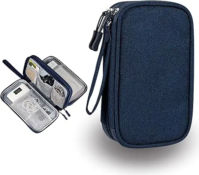 ACONDE Elektronisk väska organiserare dubbla lager universell kabelväska fodral elektroniktillbehör mobiltelefon laddare powerbank