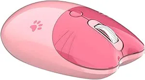 Trådlös Kattmus, 1000 1200 1600 3 Nivåer DPI 2.4G Trådlös Tyst Mus för Tjejer Möss med USB-mottagare Kattemamus för Bärbar Dator (Sakura rosa)