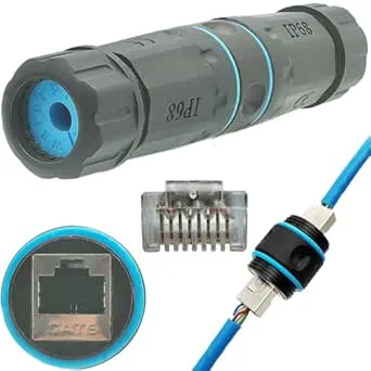 CTRICALVER Vattentät RJ45-koppling CAT6 IP68 utomhus ethernet kabelkontakt hona till hona, avskärmad nätverksadapter (1 styck)
