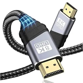 TEFLOTY HDMI 2.1-kabel 8K – HDMI-kabel ultra highspeed 48 Gbps 8K@60Hz 4K@120Hz 7680P eARC HDCP 2.2&2.3 DTS:X Dynamisk HDR Dolby Atmos, kompatibel med HDTV, PS5/4/3, Xbox Series X/S, skärm mer. (3M)