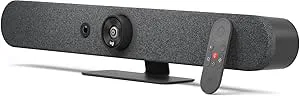 Logitech Rally Bar Mini 4K UHD-konferenskamera – 6 strålformande mikrofoner, PTZ-kamera, 3 högtalare, AI-sökare, 4X digital zoom, lag, zoom, möt rum – 960-001340 (grafit)