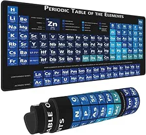 Sigouyinei Science Periodic Table of The Chemical Elements diagram speltangentbord musmatta musmatta skrivbordsmatta enorm utökad XL sydd kant gummisula för hemmakontor (80 x 30 cm), svart 16