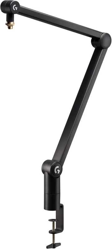 Logitech G Compass – förstklassig mikrofonarm för sändning, inbyggda fjädrar, skrivbordsklämma och inbyggd sladdhantering, för inspelning, spel, streaming – svart
