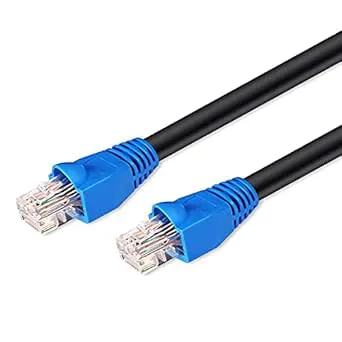 Perfect, utomhusnätverkskabel, CAT.6 patchkabel för utomhusbruk, vatten- och UV-resistent, 15,00 meter, svart