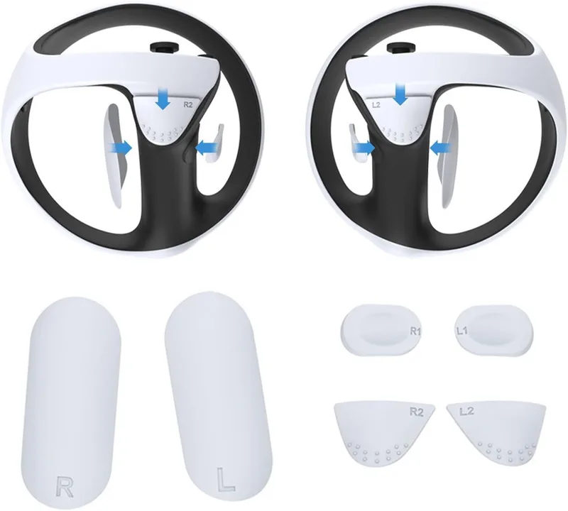 Digicharge Silikongrepp Sense Controller för PSVR 2, PS VR2 Tillbehör Silikonfodral, Playstation VR 2 Handtagskuddar, Mjuk Komfort, Halkfri, Anti-svett, (Vit)