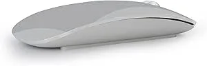 Uiosmuph Trådlös Bluetooth-mus, tyst trådlös mus, 3 lägen (Bluetooth 5.1/5.1+2.4G) Ergonomisk mus för bärbar dator, MacBook, PC, Windows, Android, iPad(Grå)
