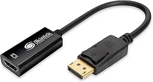 Skintek SK-04-DPH DisplayPort (DP) till HDMI, 4K 1080p 60Hz, hane till hona för att ansluta PC/Notebook/MAC med Display Port till Monitor-utgång, projektor med HDMI-ingång. 18 cm kabel