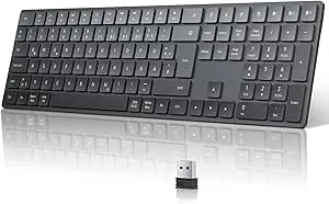 TECURS Bluetooth-tangentbord trådlöst, tysk layout QWERTZ tangentbord med 3 Bluetooth-kanaler, trådlöst tangentbord för PC Laptop Windows Mac, svart