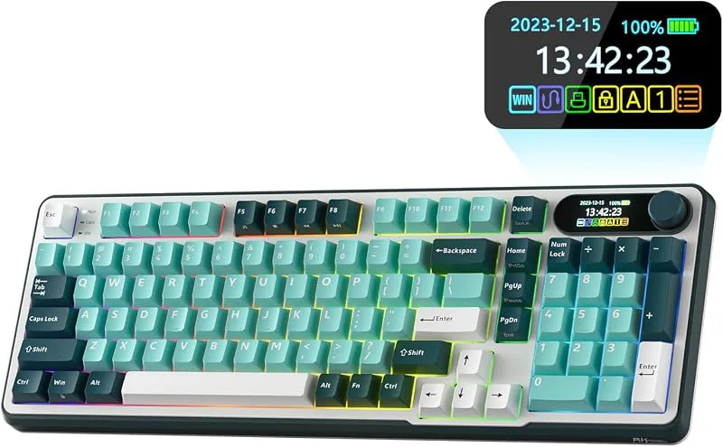 RK ROYAL KLUDGE S98 mekaniskt tangentbord med OLED-skärm och knapp, toppmontering, 96 % trådlöst mekaniskt tangentbord B