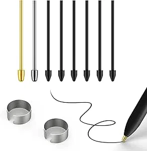 2 + 6 reservmetallspetsar för Samsung Galaxy Tab S9/S9FE+/S9 Ultra/S8/S8+/S8 Ultra/S7/S7 FE/S6/S6 Lite/S22/S23 Ultra S, plast + koppar + titanspetsar + klämma + organisatör