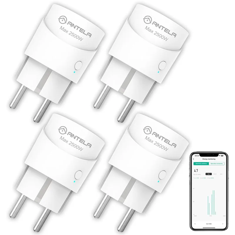 ANTELA Smart Min Plug 10A 2500W med Energiövervakning