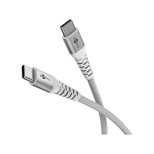 Goobay USB-C™ supersoft textilkabel med metallkontakter, 1 m, vit elegant och extra robust anslutningskabel för enheter med USB-C™-port