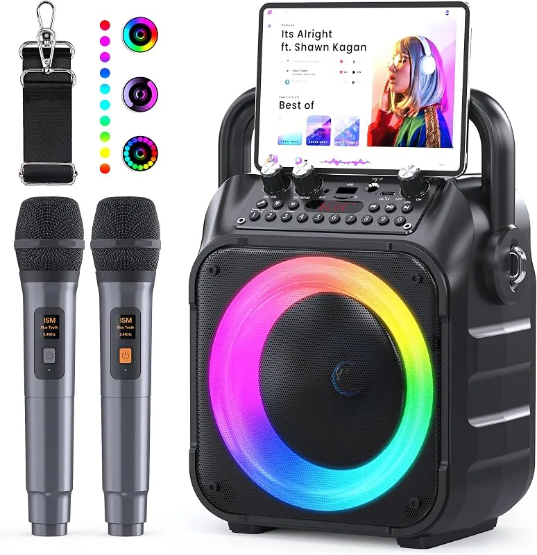 Karaokemaskin med 2 trådlösa mikrofoner