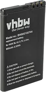 vhbw 1 x batteri ersättning för Nokia BL-5J för mobiltelefon smartphone telefon
