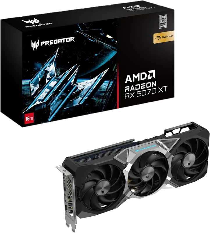 Acer Predator BiFrost Radeon RX 9070 XT OC 16GB White Edition, Radeon RX 9070 XT, 16 GB, GDDR6, 256 bit, 7680 x 4320 pixlar, PCI Express x16 5.0