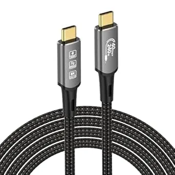 USB 4-kabel med Thunderbolt 4-kabel, 240 W laddningskabel 40 Gbps datakabel, 8K @ 60Hz 4K120Hz HDR, PD3.1, USB C till USB C-kabel för hubb, docka, SSD, bärbara datorer, monitor (0,5 m, hane/240 W)