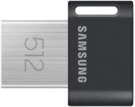 Samsung FIT Plus typ A, 512 GB, 400 MB/s läsning, kompakt USB 3.2-nyckel med nyckelring, grå