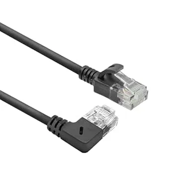ACT CAT6A nätverkskabel 90° vinklad till höger, U/UTP LSZH LAN-kabel tunn 3,6 mm slimline, flexibel Ethernet-kabel med RJ45-kontakt, för användning i datacenter, 0,15 meter, höger DC2930