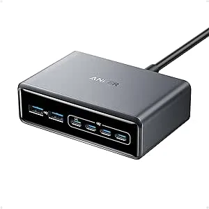 Anker Prime Charger, 200 W 6-Port GaN Laddningsstation, Snabbladdare USB-C, Kompatibel med iPhone 17/17 Pro/16/16 Pro, MacBook Pro/Air, iPad Pro, Dell XPS, Galaxy S23/S22, Note20, och fler