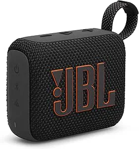 JBL GO4 Bluetooth-högtalare, USB C-laddning, IP67, dammtät, vattentät, applikationskompatibel, passiv radiator, bärbar, svart