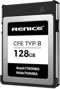 RENICE CFexpress Typ B 128 GB minneskort, upp till 1780 MB/s uppspelning, 4K RAW-videoinspelning Lämplig för z6 z6II z7 z7II z8 z9 d5 d6 d500 d850 EOS R3 R5