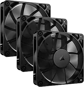CORSAIR RS120 120 mm PWM-Fläktar – Daisy-Chain-Anslutning – Lågbrusig – Magnetisk Kupollager – Trippelförpackning – Svart