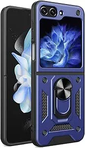RankOne Samsung Galaxy Z Flip7 FE/Z Flip6 Mobilfodral (6,7 tum) PC Ring Armor Push Fönster Anti Drop Fodral Skal
