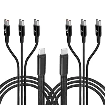 GELRHONR 2-pack 3-i-1 USB C-splitter laddkabel