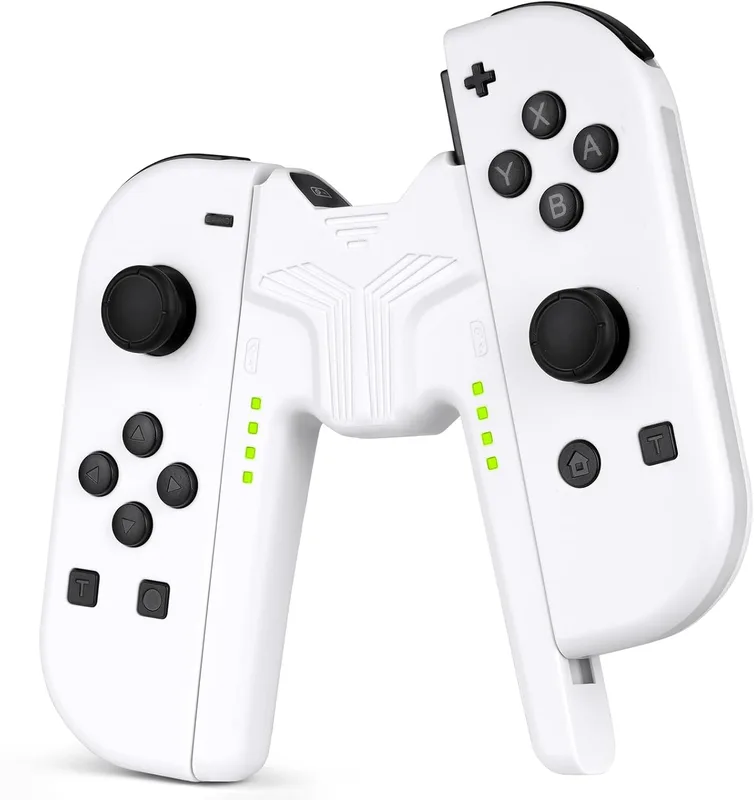 OFFCUP Charging Handle, Joycon for Nintendo Switch NS/OLED Switch, Charging Grip with LED Indicator, Charging Handle for V Shaped Controller Accessories, USB Type C (White)