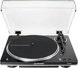 Audio-Technica AT-LP70XBT Helautomatisk trådlös skivspelare med remdrift (Svart/Silver)