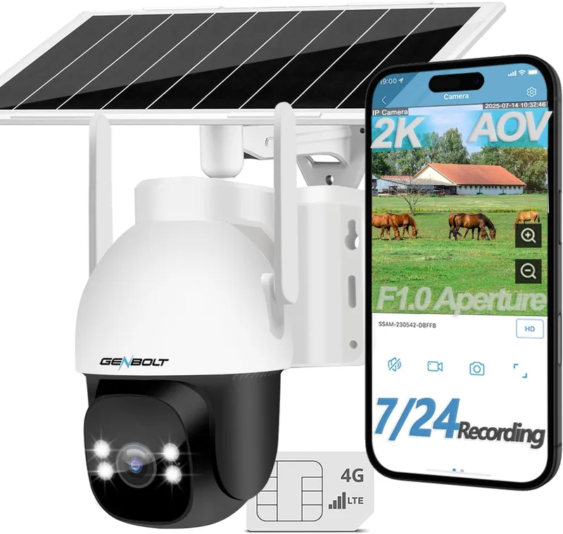 GENBOLT 2K 4G LTE AOV Solarsäkerhetskamera Utomhus Trådlös