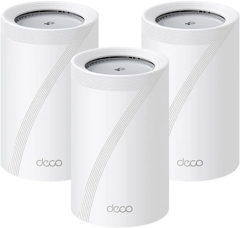 TP-Link WiFi 7 Deco BE65 Pro WiFi-nätrouter, BE9300Mbps Tri-Band, 320 MHz kanaler, 2 portar på 5 Gbit/s, 2,5 Gbit/s-port, Alexa, HomeShield, MLO, fungerar med alla ISP och modem, 4 Internantenner, 3