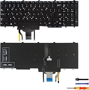 Bakbelyst ersättningstangentbord US engelsk layout för Dell Latitude