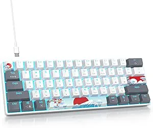 SbocKeeb Gaming tangentbord 60 %, trådbundet RGB mekaniskt tangentbord America QWERTY, kompakt mini, 61 tangenter, USB-tangentbord med linjär röd switch anti-ghosting för PC gamer typpist (GS61 RGB-61