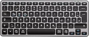 iClever Bluetooth-tangentbord, Mac-tangentbord, trådlöst tyskt QWERTZ-chip, uppladdningsbart, växla mellan 3 enheter med Mac-multifunktionellt tangentbord för MacBook