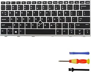Bakgrundsbelyst ersättningstangentbord för HP EliteBook g5 830, 836, 730, 735 (US-bakgrundsbelyst tangentbord) silver