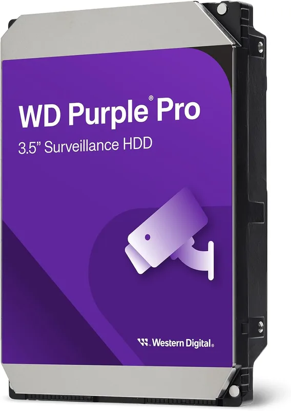 WD Purple Pro 10TB Intern 3,5" Smart Video hårddisk, AllFrame AI-teknik, 7200 varv/minut, SATA 6 GB/s, 550 TB/år, 256 MB